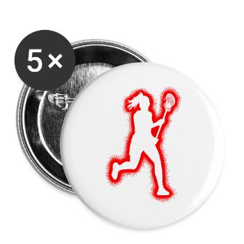 Lacrosse Spieler Damen Kinder Lacrosse Mädchen - Buttons groß 56 mm (5er Pack) - Weiß - Vorne