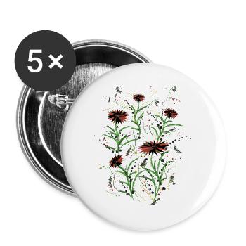 Abstrakte Wildblumen Grunge Illustration - Buttons groß 56 mm (5er Pack) - Weiß - Vorne