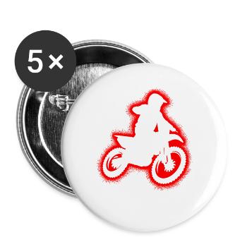 Dirt Bike Motorrad Herren Jungen Motocross Kinder - Buttons groß 56 mm (5er Pack) - Weiß - Vorne
