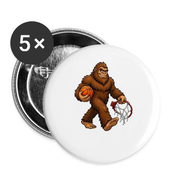 Basketball Bigfoot Sasquatch Lustiger Bigfoot - Buttons groß 56 mm (5er Pack) - Weiß - Vorne