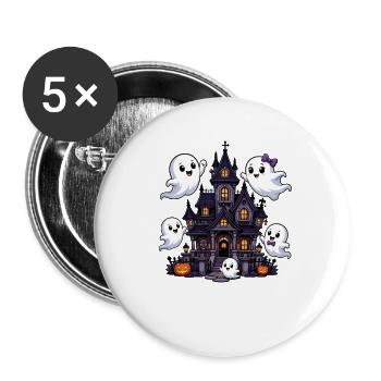 Haunted House of Friendly Ghosts - Buttons large 2.2''/56 mm (5-pack) - white - Front