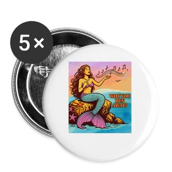 Meerjungfrauengesang - Buttons groß 56 mm (5er Pack) - Weiß - Vorne