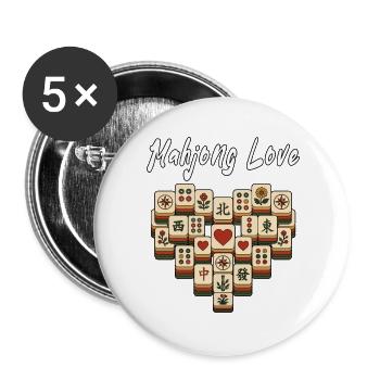 Mahjong Love Chinese Game Social Club - Buttons large 2.2''/56 mm (5-pack) - white - Front