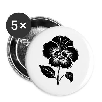 Stiefmütterchenblüte - Buttons groß 56 mm (5er Pack) - Weiß - Vorne
