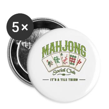 Mahjong-Spiel Sozialclub-Mahjong-Spieler - Buttons groß 56 mm (5er Pack) - Weiß - Vorne