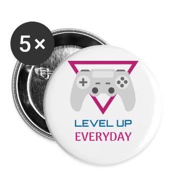 Level Up Everyday Gamer - Buttons groß 56 mm (5er Pack) - Weiß - Vorne