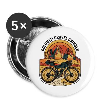 Dolomiti Gravel Grinder Retro-Motorrad - Buttons groß 56 mm (5er Pack) - Weiß - Vorne