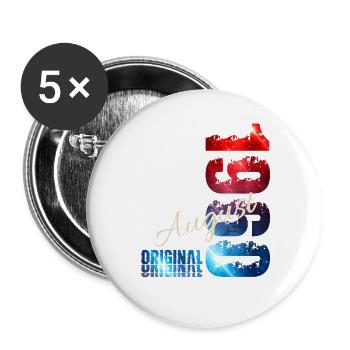 66. Geburtstag Geschenk Original August 1960 - Buttons groß 56 mm (5er Pack) - Weiß - Vorne