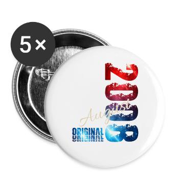 18. Geburtstag Geschenk Original August 2008 - Buttons groß 56 mm (5er Pack) - Weiß - Vorne