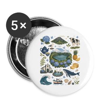 Azores | Volcanic Islands, Whales & Nature - Buttons large 2.2''/56 mm (5-pack) - white - Front