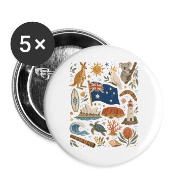 Australia | Outback, Coast & Adventure - Buttons large 2.2''/56 mm (5-pack) - white - Front