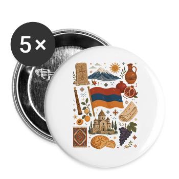Arménie | Ararat, culture et amour de la patrie - Lot de 5 grands badges (56 mm) - blanc - Devant