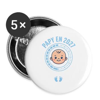 Futur Papy 2027 Chargement Bébé En Cours - Lot de 5 grands badges (56 mm) - blanc - Devant