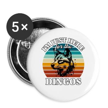 Lustige Australischer Wildhund Sprüche - Buttons groß 56 mm (5er Pack) - Weiß - Vorne