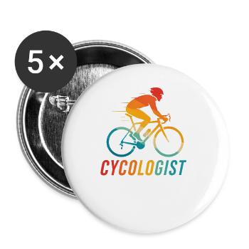 Cycologist Cyclist Gradient Bike Rider Pun Design - Buttons groß 56 mm (5er Pack) - Weiß - Vorne