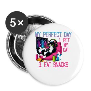 Gamer Gaming Cat Video Game - Buttons large 2.2''/56 mm (5-pack) - white - Front