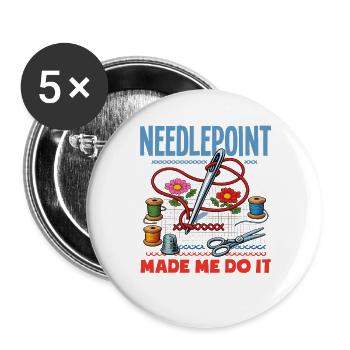 Lustiges Nadelspitzen-bastelhobby - Buttons groß 56 mm (5er Pack) - Weiß - Vorne