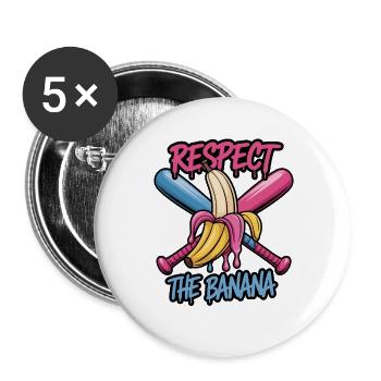  Respektiere Die Banane Witziges Grafikdesign Mit - Buttons groß 56 mm (5er Pack) - Weiß - Vorne