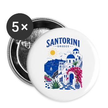 Santorini, Griechenland, Reisedesign - Buttons groß 56 mm (5er Pack) - Weiß - Vorne
