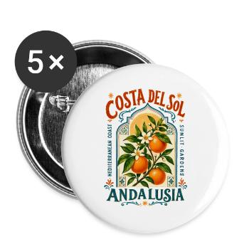Andalucia Costa del Sol Design - Buttons large 2.2''/56 mm (5-pack) - white - Front