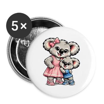 Süßer Koala – Große Schwester - Buttons groß 56 mm (5er Pack) - Weiß - Vorne