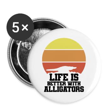 Alligator Silhouette Sunset - Buttons large 2.2''/56 mm (5-pack) - white - Front