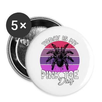 Pinkzeh Rosafuss Tarantel - Buttons groß 56 mm (5er Pack) - Weiß - Vorne