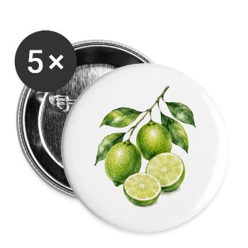 Limetten Aquarell Frische - Buttons groß 56 mm (5er Pack) - Weiß - Vorne