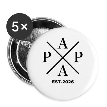 Papa Est. 2026 | Father | Father's Day Gift - Buttons large 2.2''/56 mm (5-pack) - white - Front