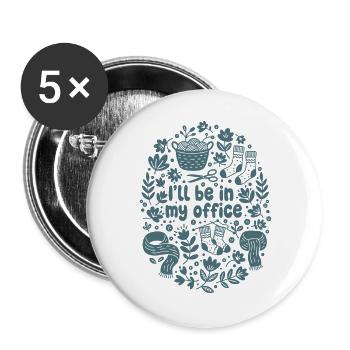 Lustiger Häkelliebhaber, ich bin in meinem Büro Garn - Buttons groß 56 mm (5er Pack) - Weiß - Vorne