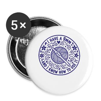 Crochet Lover Knitting Ich habe eine 9mm. - Buttons groß 56 mm (5er Pack) - Weiß - Vorne