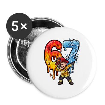 Fire Heroes Fire and Water Duo 67 - Buttons large 2.2''/56 mm (5-pack) - white - Front