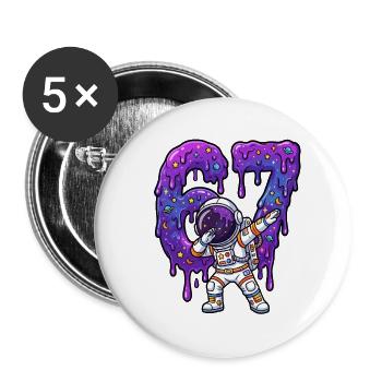 67 Dabbing Astronaut Six Seven Meme Brainrot Junge - Buttons groß 56 mm (5er Pack) - Weiß - Vorne