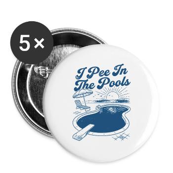 Poolrand-Sonnenuntergangs-Mischief - Buttons groß 56 mm (5er Pack) - Weiß - Vorne