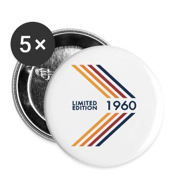 1960 Limited Edition Geburtstag Mann Frau Vintage - Buttons groß 56 mm (5er Pack) - Weiß - Vorne