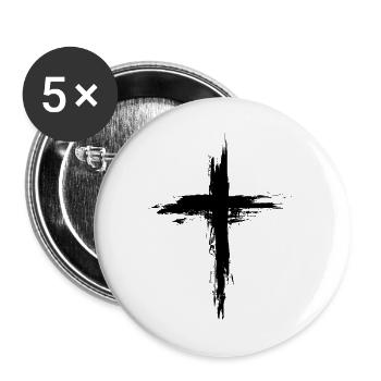 Christen Kreuz - Buttons groß 56 mm (5er Pack) - Weiß - Vorne