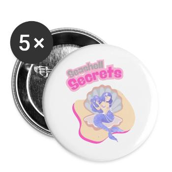 Geheimnis der Muschel - Buttons groß 56 mm (5er Pack) - Weiß - Vorne