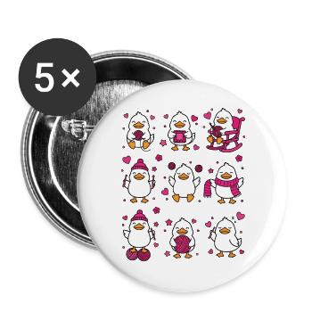 Lustige Häkel-Enten-Häkel-Liebhaber von Garnliebhabern - Buttons groß 56 mm (5er Pack) - Weiß - Vorne