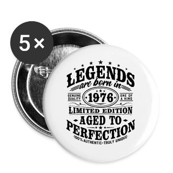 1976 Jahrgang Vintage Geburtstag Geschenk Retro - Buttons groß 56 mm (5er Pack) - Weiß - Vorne