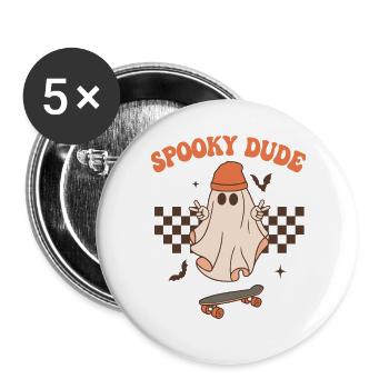Spooky Doodle Ghost Skateboard - Buttons groß 56 mm (5er Pack) - Weiß - Vorne