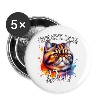 Exotic Shorthair Cat Dad - Buttons large 2.2''/56 mm (5-pack) - white - Front