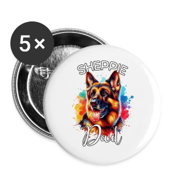 German Shepherd Dad - Buttons large 2.2''/56 mm (5-pack) - white - Front