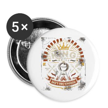 King of the Grill: Dad's BBQ Kingdom - Buttons groß 56 mm (5er Pack) - Weiß - Vorne