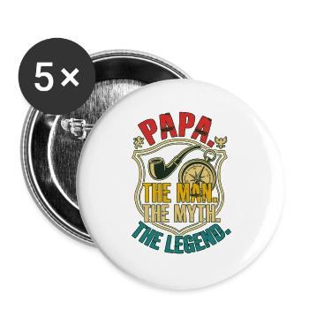 Papa The Man The Myth The Legend Retro - Buttons large 2.2''/56 mm (5-pack) - white - Front