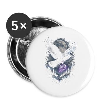 Rabe Raben - Buttons groß 56 mm (5er Pack) - Weiß - Vorne