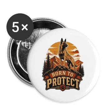 Malinoi Belgischer Schäferhund - Buttons groß 56 mm (5er Pack) - Weiß - Vorne