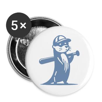 Otter Baseball Silhouette - Buttons groß 56 mm (5er Pack) - Weiß - Vorne