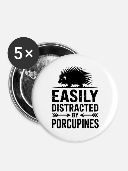 Stachelschweine Sprüche Stachelschweine Geschenk - Buttons groß 56 mm (5er Pack) - Weiß
