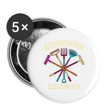 Rechenzentrum Garten Netzwerk lustig Gärtner - Buttons groß 56 mm (5er Pack) - Weiß - Vorne