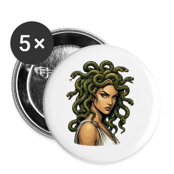 Medusa Snake Hair Icon - Buttons large 2.2''/56 mm (5-pack) - white - Front